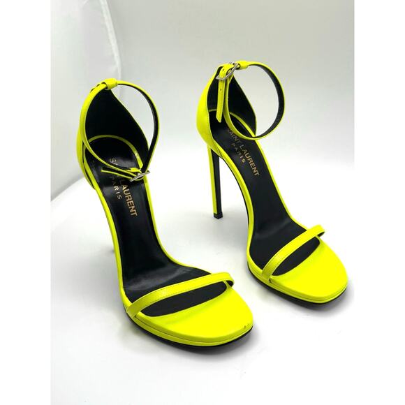 SAINT LAURENT Amber Ankle Strap Sandals in Fluo Yellow size EU 36 - Picture 11 of 12